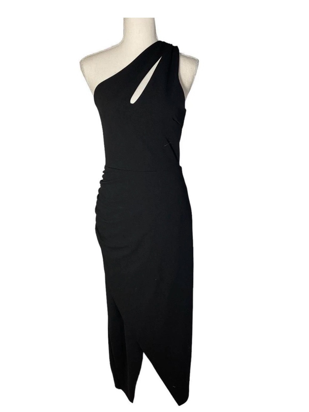 Rachel Zoe Asymmetrical Black Dress x-small 0 2 evening ruched side Front Slit